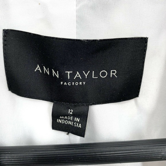 Ann Taylor Striped Linen Long Blazer Jacket 12 - Picture 6 of 7